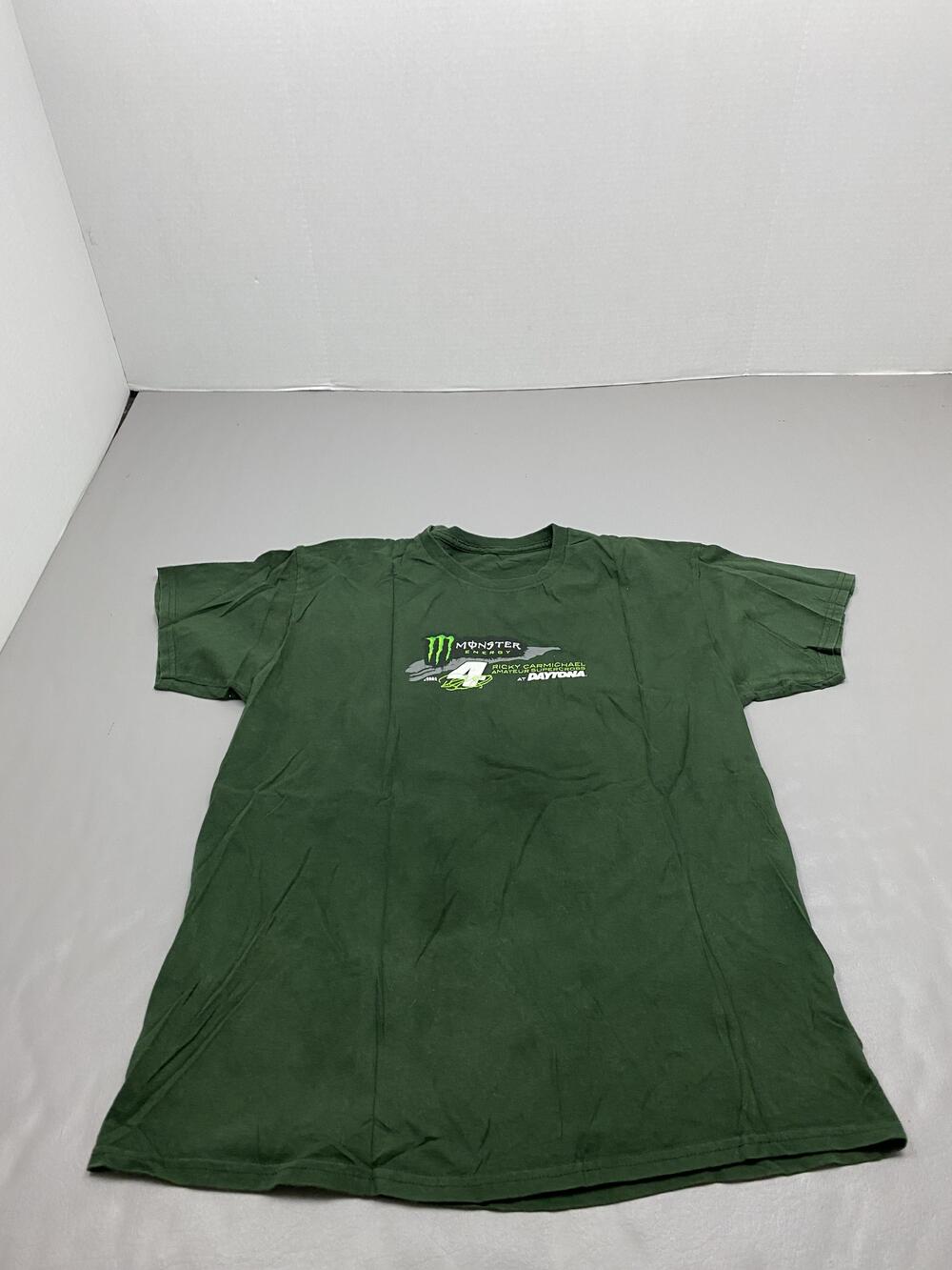Monster Energy Shirt Mens L Green Motorsports Graphic Daytona Ricky Carmichael